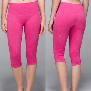 Lululemon In The Flow Crop Seamless Pink Magenta Leggings 8